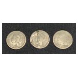(3) 1865 3 CENT COINS