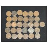 31 MIXED INDIAN HEAD PENNIES