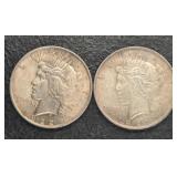 (2) 1922 PEACE SILVER DOLLARS
