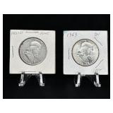 (2) FRANKLIN HALF DOLLARS 51-D, 63