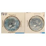 (2) KENNEDY SILVER HALF DOLLARS