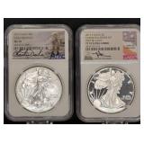 2017 MS70, 2017 W PF70 ULTRA CAMEO SILVER EAGLES