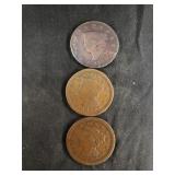 (3) LARGE CENTS 1840,47,52