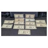 (13) $1 US SILVER CERTIFICATES