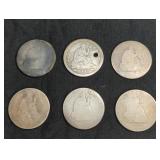 (6) SEATED LIBERTY QUARTERS