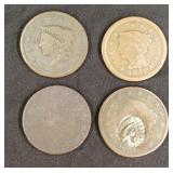 (4) LARGE CENTS 1836,42,43,51