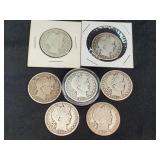 (7) BARBER HALF DOLLARS
