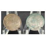 1809 HALF CENT & VN 1866 AU 2 CENT