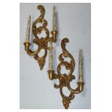 PAIR ORNATE WALL SCONCE CANDLE HOLDERS