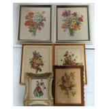 (6) FRAMED FLORAL PRINTS