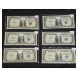(6) SERIES 1935 UNC. $1 SILVER CERTIFICATES