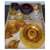 COLORED AMBER & RED GLASSWARE