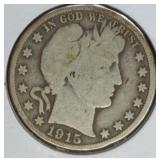 1915 BARBER HALF DOLLAR