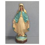 VIRGIN MARY CHALKWARE STATUE, 24"T