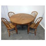 PINE ROUND KITCHEN TABLE WITH 4 CHAIRS