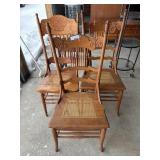 3 CANE SEAT CHAIRS W/ SPINDLE BACKS (NON-MATCHING)