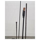 WALKING STICKS (3) AND  RIDING WHIP