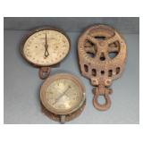 BARN PULLEY, HANGING SCALE TOP, GAUGE