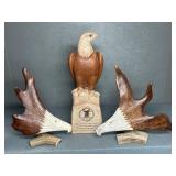 PAIR OF HANDMADE ANTLER ART PIECES, NRA STATUE
