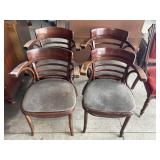 (4) MATCHING WOOD ARMCHAIRS