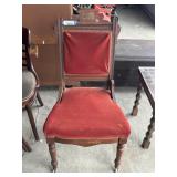 EASTLAKE CARVED WOOD UPHOLSTERED CHAIR, 38"T