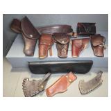 LEATHER GUN HOLSTERS, HOLSTER AMMO BELT, SHEATH
