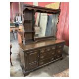 DRESSER W/ MIRROR, 64"X19"X77"