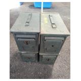 4 METAL AMMO CANS, 6" X 12" X 7"