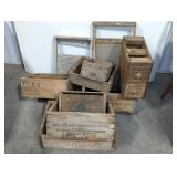 GROUP OF ADVERTISING BOXES AND WASHBOARD