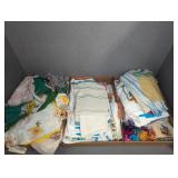 VINTAGE LINENS, APRONS, DOLL CLOTHES