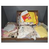 VINTAGE DRESSER SCARVES, APRON, BEADED PURSE