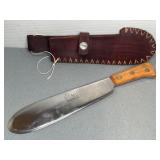 WWII USMC BOLO KNIFE MACHETE, "BRIDDELL" W/ SHEATH