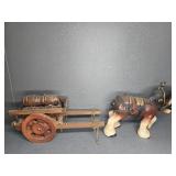 CLYDSDALE HORSE PULLING WOOD WAGON