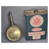 DUPONT POWDER TIN AND POWDER FLASK