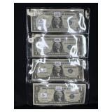 (4) SERIES 1957 $1 SILVER CERT. STAR NOTES