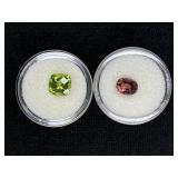 GENUINE PERIDOT AND PINK TOURMALINE GEMSTONES