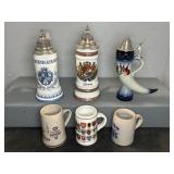 (6) GERMAN STEINS & DRINKING MUGS