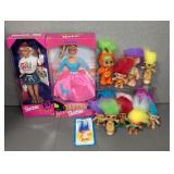 (2) BARBIE DOLLS / BOX OF TROLLS