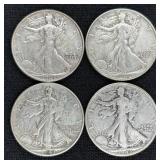(4) WALKING LIBERTY U.S. HALF DOLLARS