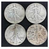 (4) WALKING LIBERTY U.S. HALF DOLLARS