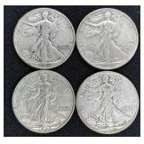 (4) WALKING LIBERTY U.S. HALF DOLLARS