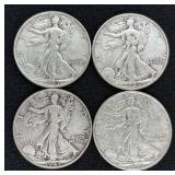 (4) WALKING LIBERTY U.S. HALF DOLLARS