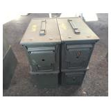 4 METAL AMMO CANS, 6" X 12" X 7"