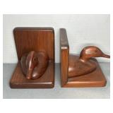 PAIR OF WOOD DUCK BOOKENDS