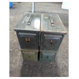 4 METAL AMMO CANS, 6" X 12" X 7"