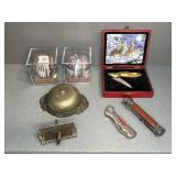 (2) YANKEE STADIUM BASEBALLS, COLLECTOR KNIVES,