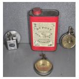 BLACK POWDER DUPONT GUN POWDER TIN & FLASKS