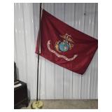 MARINE CORPS FLAG ON STAND