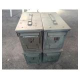 4 METAL AMMO CANS, 6" X 12" X 7"