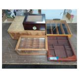 (5) WOOD DISPLAY CASES, ORGANIZERS, DRAWERS